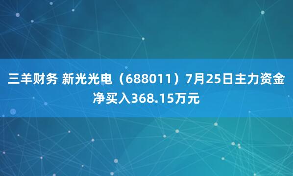 三羊财务 新光光电（688011）7月25日主力资金净买入368.15万元